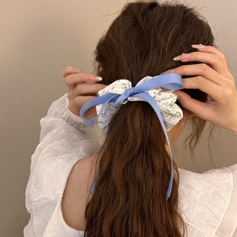  [GIAO HÀNG 7-25 NGÀY]  Scrunchies buộc tóc  nhiều họa tiết; tông màu xanh biển nữ tính thanh lịch PK706 