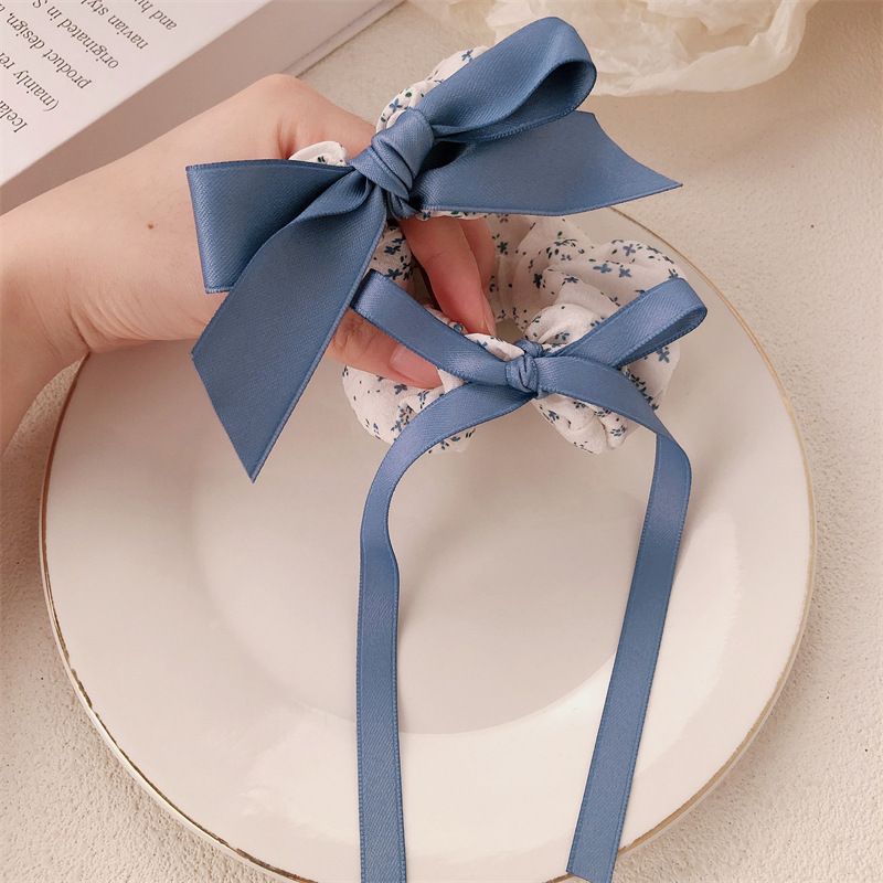 [GIAO HÀNG 7-25 NGÀY]  Scrunchies buộc tóc  nhiều họa tiết; tông màu xanh biển nữ tính thanh lịch PK706 