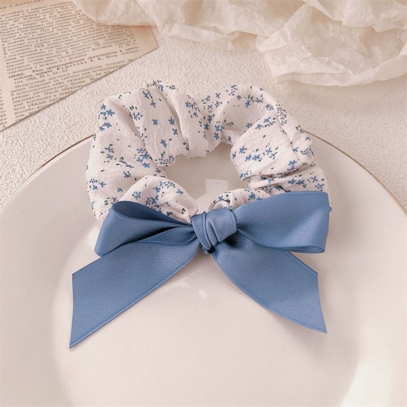  [GIAO HÀNG 7-25 NGÀY]  Scrunchies buộc tóc  nhiều họa tiết; tông màu xanh biển nữ tính thanh lịch PK706 