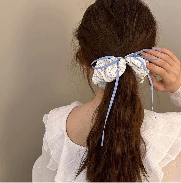  [GIAO HÀNG 7-25 NGÀY]  Scrunchies buộc tóc  nhiều họa tiết; tông màu xanh biển nữ tính thanh lịch PK706 