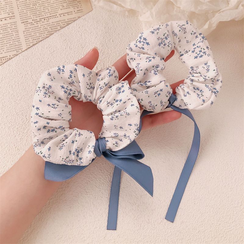  [GIAO HÀNG 7-25 NGÀY]  Scrunchies buộc tóc  nhiều họa tiết; tông màu xanh biển nữ tính thanh lịch PK706 