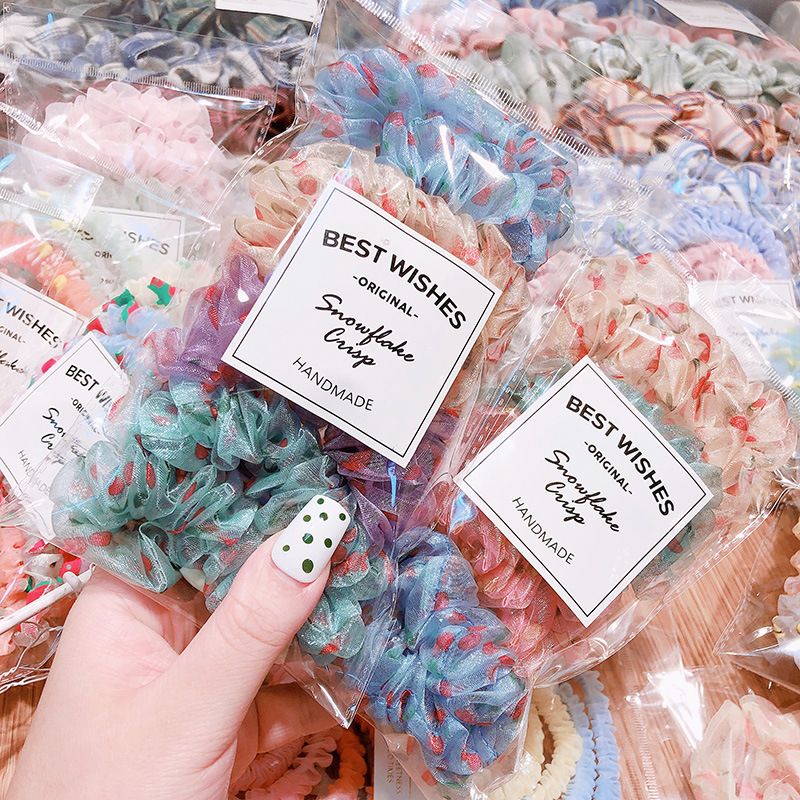  [GIAO HÀNG 7-25 NGÀY] PK775 Scrunchies buộc tóc nhiều họa tiết; vải voan nữ tính thanh lịch 