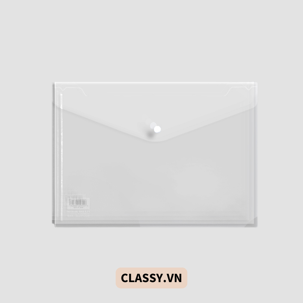  Túi Nút File Đựng Tài Liệu My Clear Bag A4 Nhiều Màu Bìa Đựng Tài Liệu Văn Phòng Lưu Trữ Hồ Sơ Giấy Tờ Classy Basic PK778 