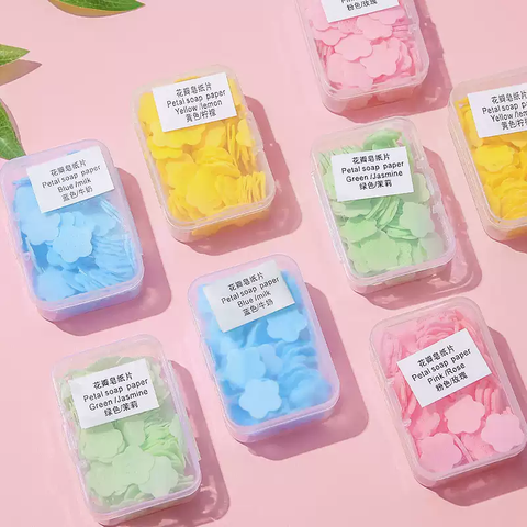  COMBO 4 HỘP PK955 Xà phòng giấy tạo bọt hình bông hoa tiện dụng mang theo du lịch, đi ngoài trời du lịch dùng một lần 