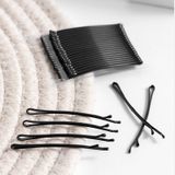  PK956 Hộp 100 chiếc kẹp tăm phụ kiện tóc 5.5 CM vòng cung Kẹp kim loại đen cổ điển dày dặn dài 6CM 