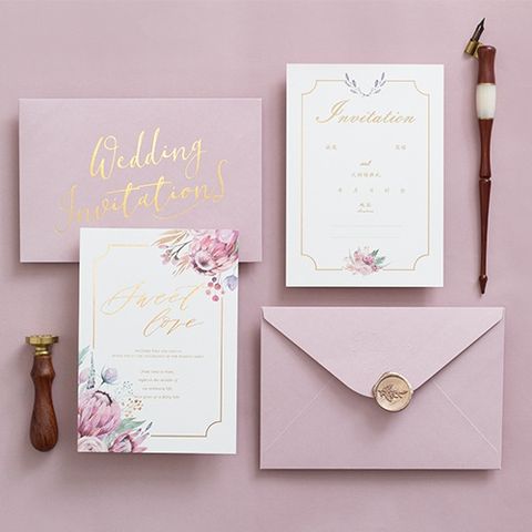  [GIAO HÀNG 7-25 NGÀY] 50 Phong bì kèm nhãn dán Niêm Phong 16*11.7cm màu hồng dùng đựng thiệp chúc mừng, Thiệp Mời Đám Cưới Đính Hôn Lãng Mạn Q1741 