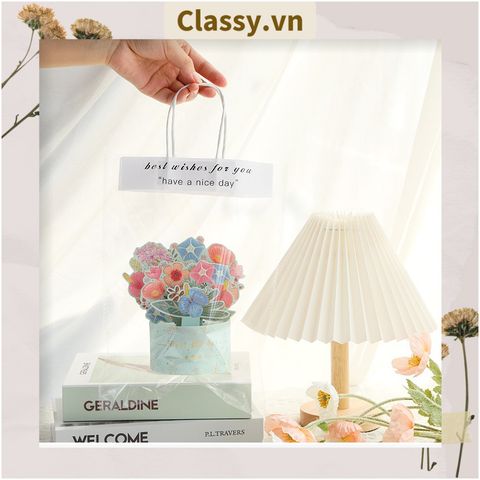  Bó Hoa Chúc Mừng Sinh Nhật, ngày lễ Bằng Giấy Cứng Cáp handmade 3D ba chiều thiệp chúc mừng Q1760 