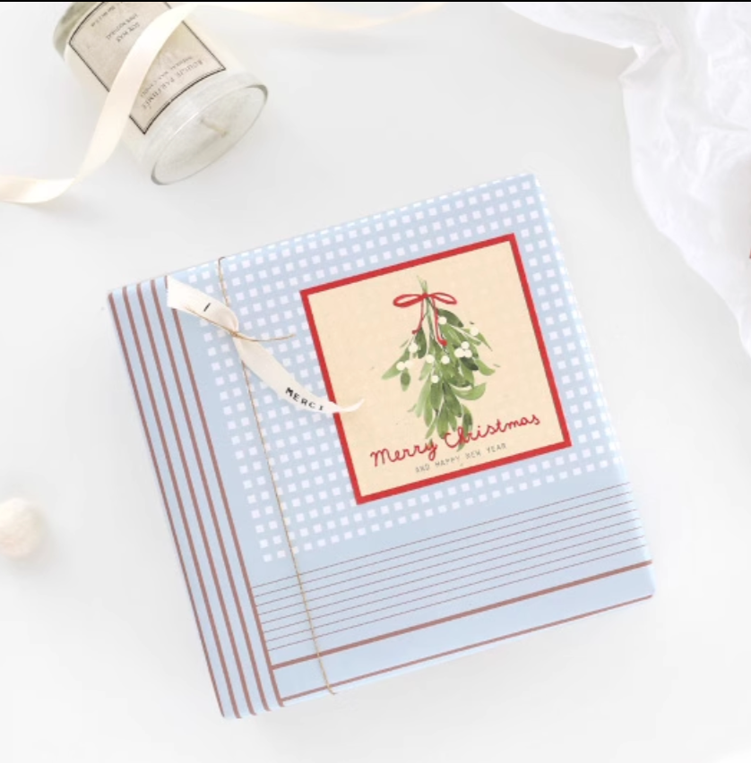  Nhãn dán hộp sticker Classy giấy C bóng họa tiết vintage  dùng để trang trí, niêm phong chủ đề Christmas kích thước 8 X 8 CM Q1812 