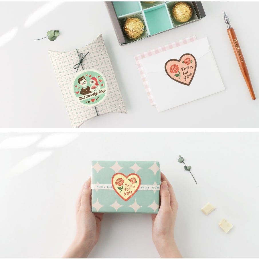  Miếng 10 Sticker hình trái tim dán hộp bánh handmade, quà tặng DYI dễ thương, tem dán quà tặng, túi giấy, thiệp, hộp quà tặng Q1815 