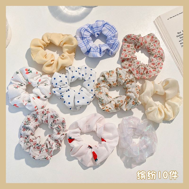  [GIAO HÀNG 7-25 NGÀY]  MIX NHIỀU MẪU Classy Dây cột tóc scrunchies bằng vải kẻ sọc, họa tiết hoạt hình thỏ hàn quốc dành cho nữ 