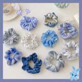  [GIAO HÀNG 7-25 NGÀY]  MIX NHIỀU MẪU Classy Dây cột tóc scrunchies bằng vải kẻ sọc, họa tiết hoạt hình thỏ hàn quốc dành cho nữ 