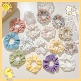  [GIAO HÀNG 7-25 NGÀY]  MIX NHIỀU MẪU Classy Dây cột tóc scrunchies bằng vải kẻ sọc, họa tiết hoạt hình thỏ hàn quốc dành cho nữ 