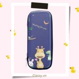  Hộp văn phòng phẩm đựng bút chất liệu Silicon dẻo, siêu bền, màu pastel đính họa tiết hoạt hình ngộ nghĩnh 