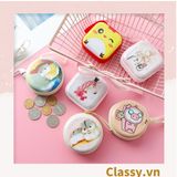  [GIAO HÀNG 7-25 NGÀY]  Túi hộp bằng thiếc Đựng Cáp Sạc Tai Nghe Hình Tròn họa tiết Hoạt HÌnh Siêu Tiện Dụng Kích thước: 7cm x 3cm T260 
