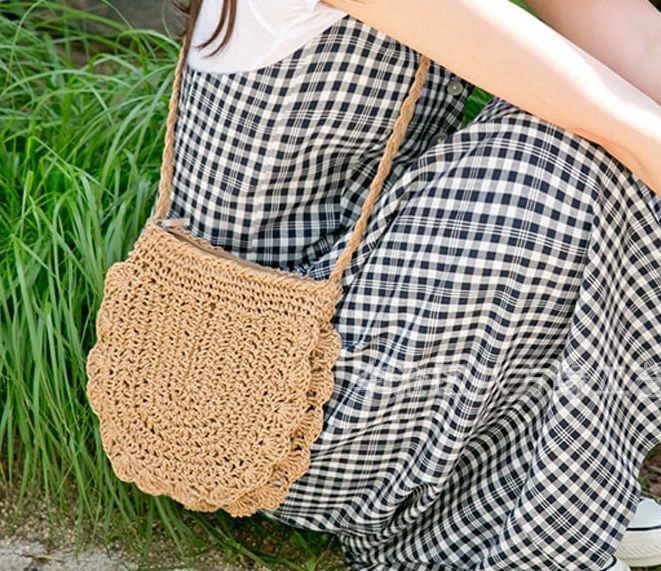  [GIAO HÀNG 7-25 NGÀY] Túi dệt len hình bán nguyệt, có lớp lót dày dặn, phong cách hàn quốc dành cho nữ T1126 