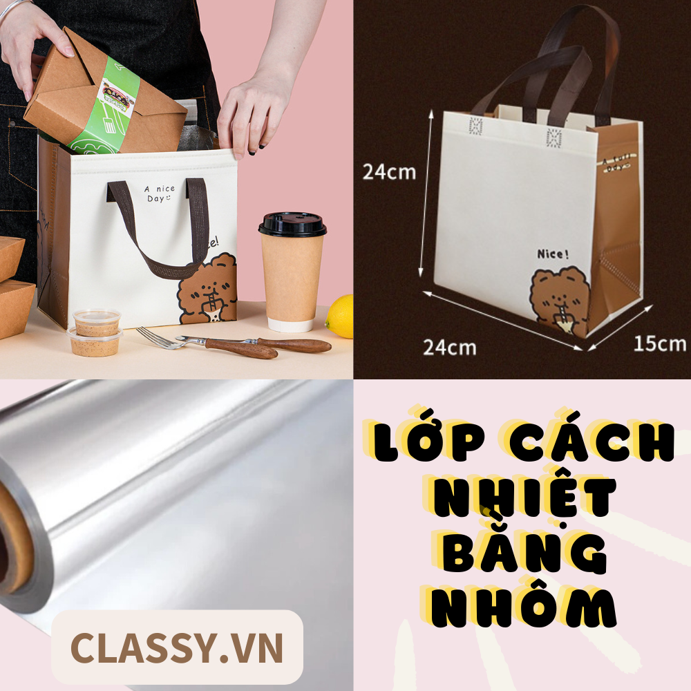  [GIAO HÀNG 7-25 NGÀY] Túi vải không dệt in hình chú gấu dễ thương, có 2 kích thước, túi dọc và túi ngang dùng làm quà tặng, đựng đồ, đi chợ T1338 