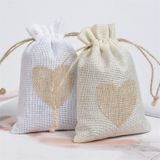  úi dây rút bằng vải lanh kích thước 10x14CM mặt trước in trái tim T1355 