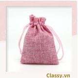  úi dây rút bằng vải lanh kích thước 10x14CM mặt trước in trái tim T1355 