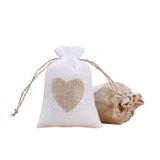  úi dây rút bằng vải lanh kích thước 10x14CM mặt trước in trái tim T1355 
