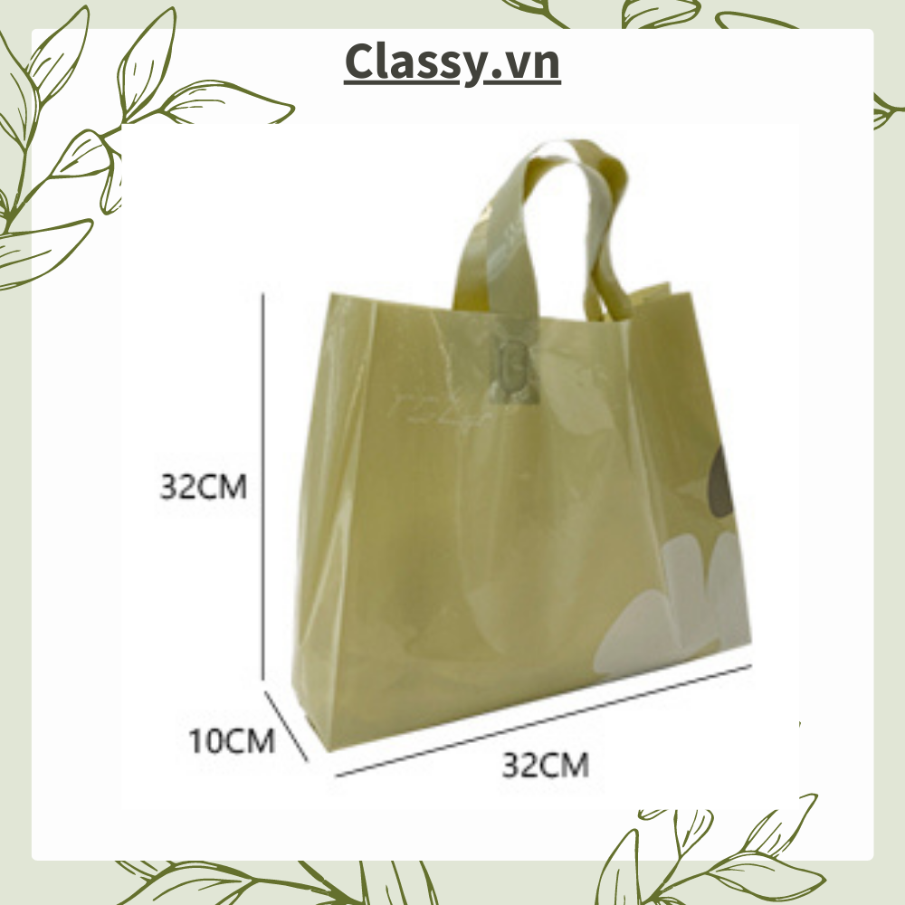  Classy Túi quai xách nhựa hoa trà chất lượng, đi shopping, làm quà tặng T1482 