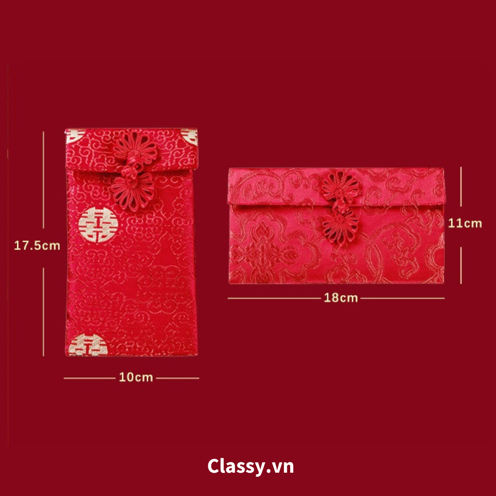  [GIAO HÀNG 7-25 NGÀY] Classy Phong bì vải đỏ, Bao Lì Xì, bao đựng quà , bao thư làm từ Vải Gấm Cao Cấp Tết (Giá 1 Bao) dành tặng đám cưới, tết, lễ T1819 