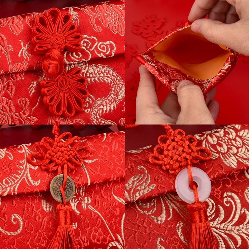  [GIAO HÀNG 7-25 NGÀY] Classy Phong bì vải đỏ, Bao Lì Xì, bao đựng quà , bao thư làm từ Vải Gấm Cao Cấp Tết (Giá 1 Bao) dành tặng đám cưới, tết, lễ T1819 