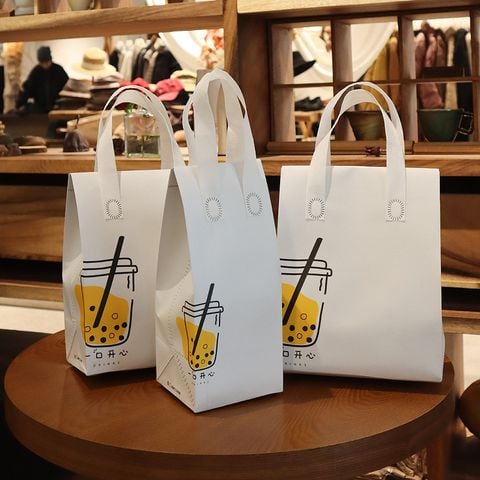  Túi Tote chất liệu vải không dệt đựng trà sữa, thực phẩm, có lớp nhôm cách nhiệt bên trong bền dai, thân thiện môi trường T1885 