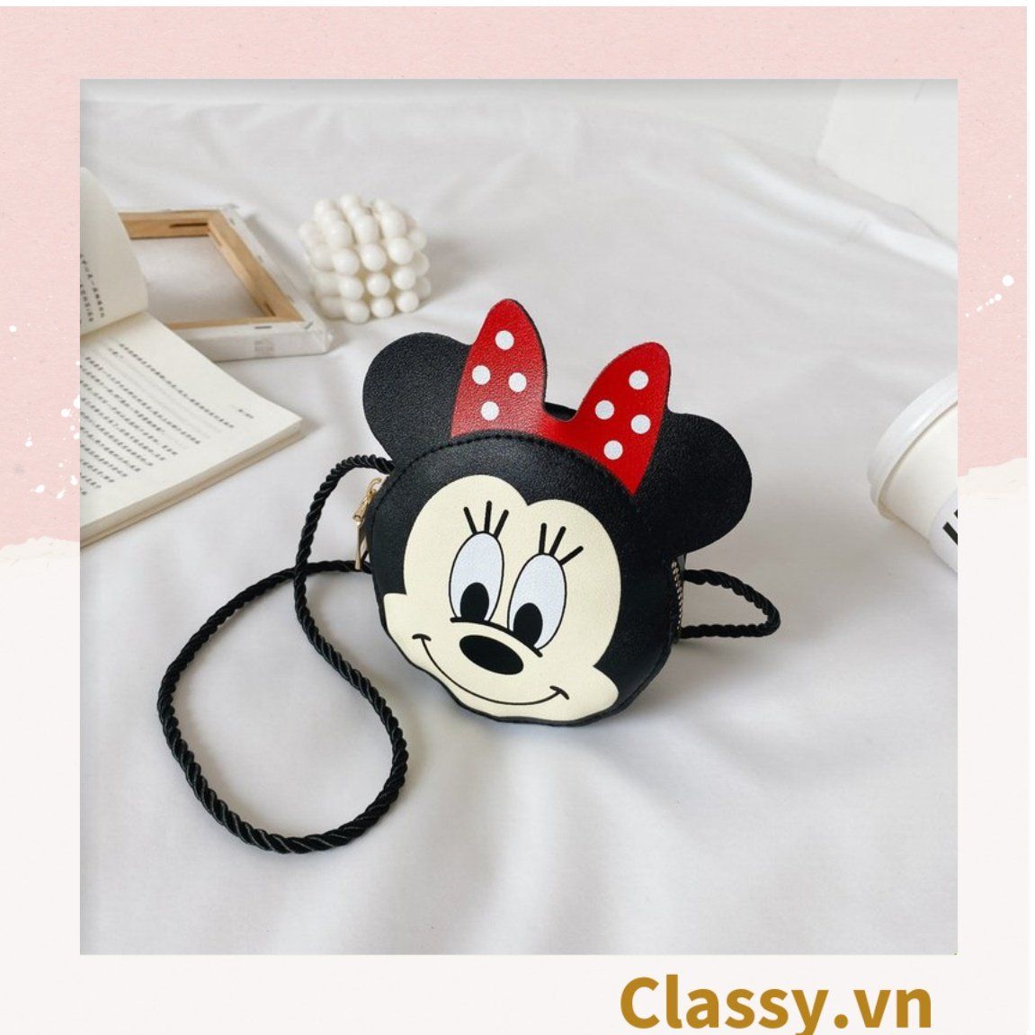  [GIAO HÀNG 7-21798 NGÀY]  Túi đeo chéo Mickey Minnie vui vẻ yêu đời, chất liệu da PU cực kì đáng yêu T287 
