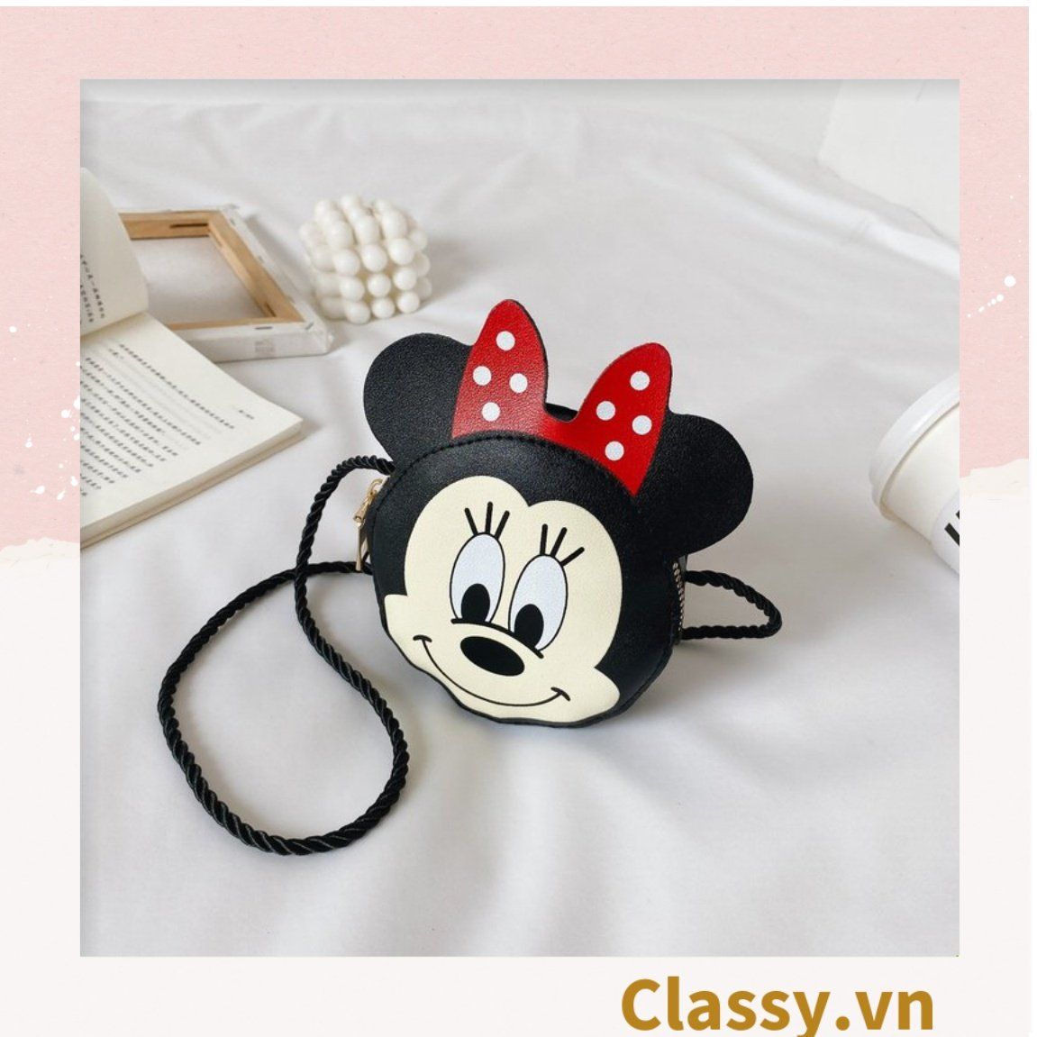  Túi đeo chéo Mickey Minnie vui vẻ yêu đời, chất liệu da PU cực kì đáng yêu T287 