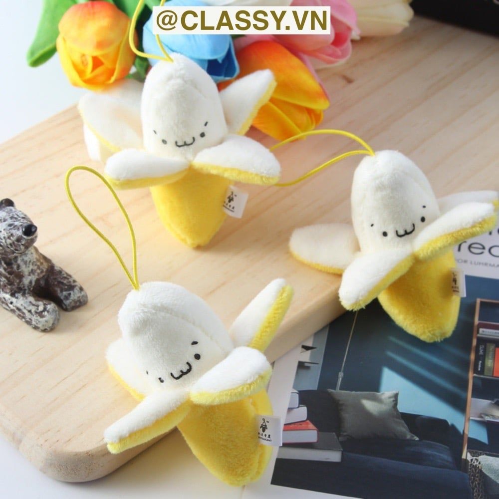  [GIAO HÀNG 7-25 NGÀY] Móc khóa 3D hình trái chuối sáng tạo chất liệu bông, treo móc khóa, túi xách nhiều hình ngộ nghĩnh PK1197 