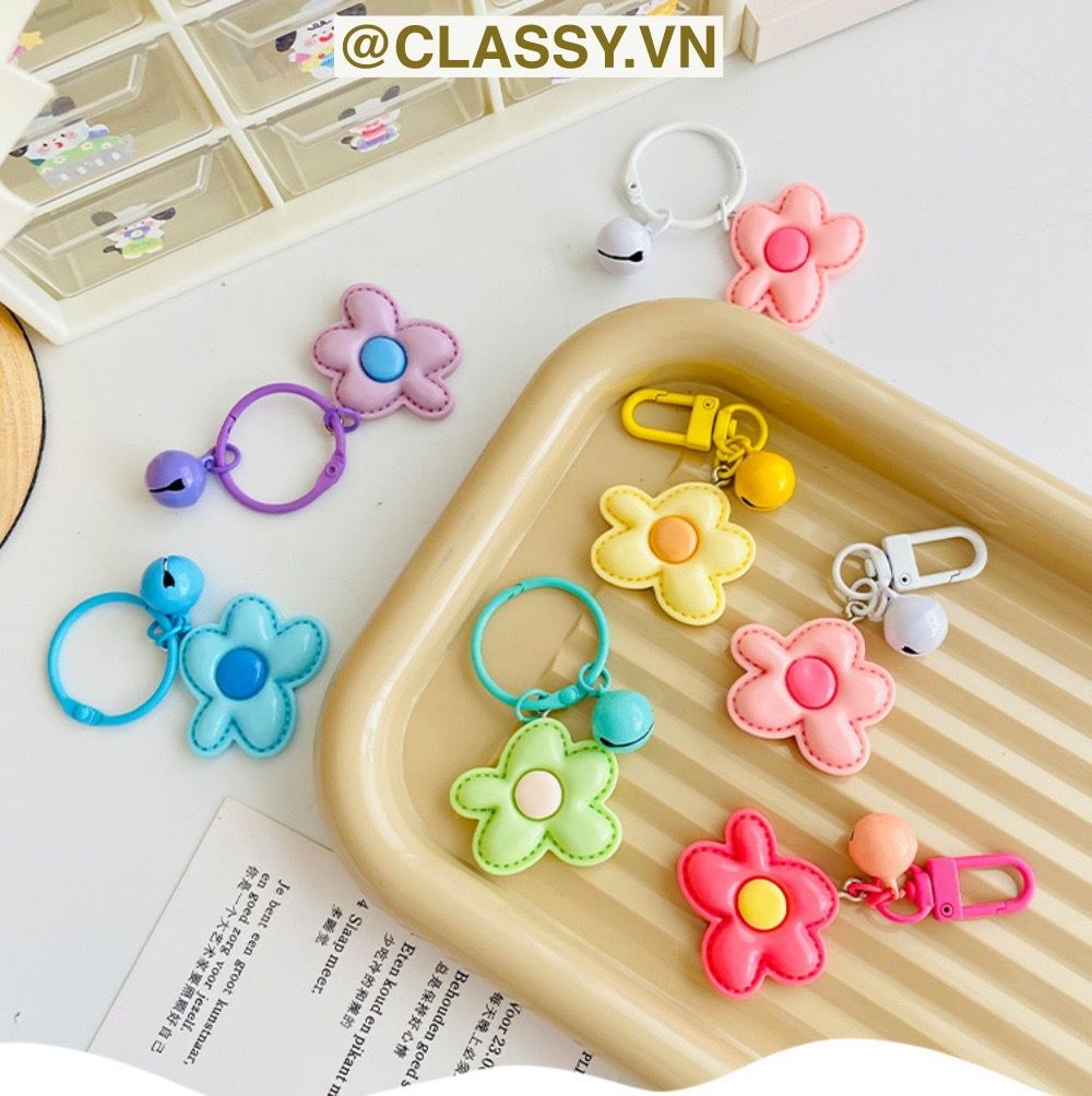  [GIAO HÀNG 7-25 NGÀY] Classy Móc khóa hình bông hoa nhiều màu, gắn chìa khóa, điện thoại, sổ tay PK1420 