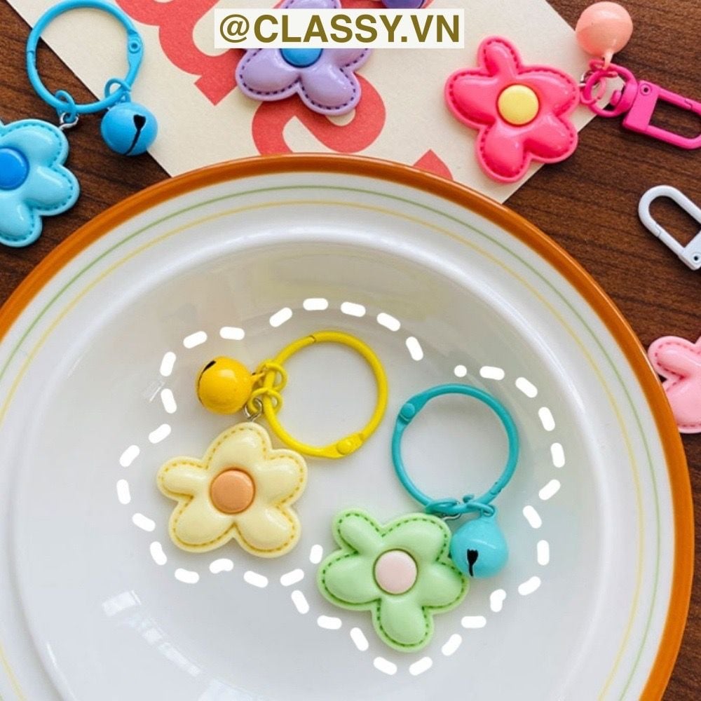  [GIAO HÀNG 7-25 NGÀY] Classy Móc khóa hình bông hoa nhiều màu, gắn chìa khóa, điện thoại, sổ tay PK1420 