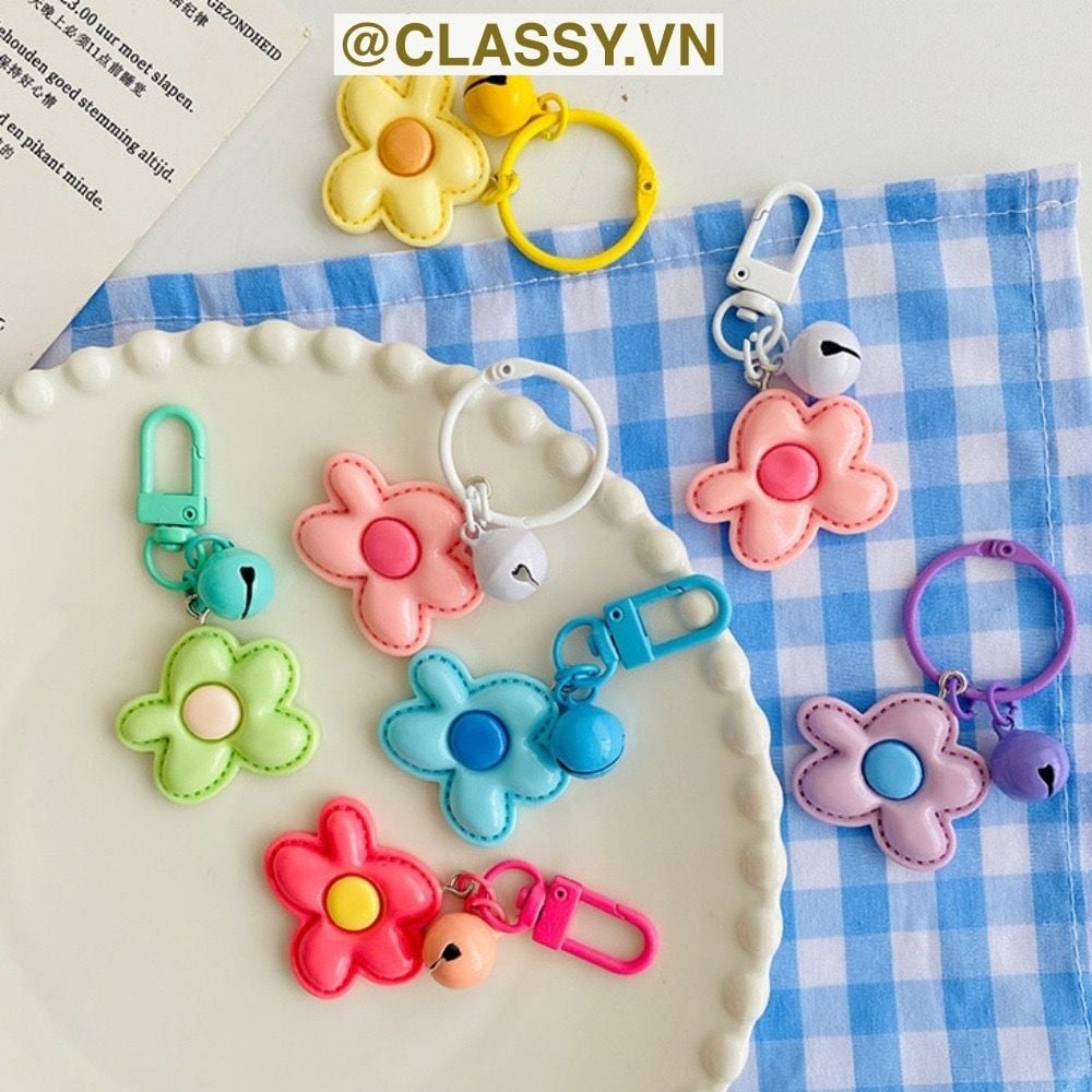  [GIAO HÀNG 7-25 NGÀY] Classy Móc khóa hình bông hoa nhiều màu, gắn chìa khóa, điện thoại, sổ tay PK1420 