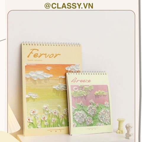  [GIAO HÀNG 7-25 NGÀY] 20 cuốn Sổ tay lò xo không kẻ A4 gáy xoắn 90  trang Classy- Giấy kẻ ngang chống lóa mắt Tập Vở Học Sinh Ghi Bài Takenote Planner họa tiết tranh sơn dầu PK1833 