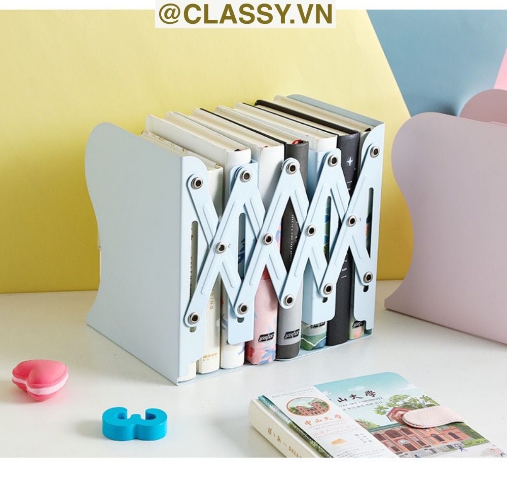  [GIAO HÀNG 7-25 NGÀY] Kệ giấy Giá Sách Đơn Giản Kẹp Sách Đơn Giản bằng kim loại Màu Macaron Kệ Kẹp sách 3 Ngăn - Giá đỡ sách PK1854 