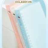  [GIAO HÀNG 7-25 NGÀY] Classy Sổ đục lỗ kích thước B5 60 trang bìa Acrylic trong suốt, có thể tháo rời bìa và thêm trang cho sinh viên, văn phòng PK1861 