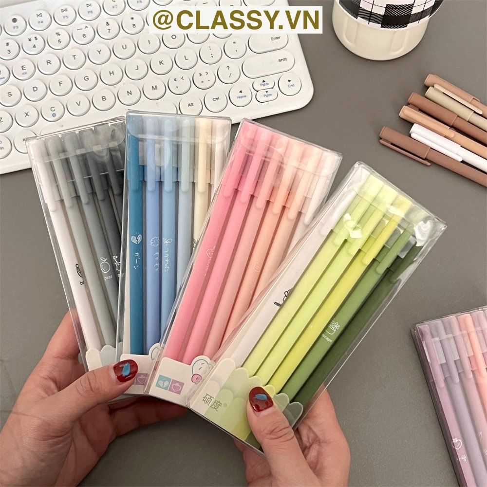  [GIAO HÀNG 7-25 NGÀY]  20 HỘP - Mỗi hộp 6 bút gel nắp đậy 0,5mm nhiều tông màu Pastel thanh lịch nữ tính dài 16.5 CM Classy  PK1862 