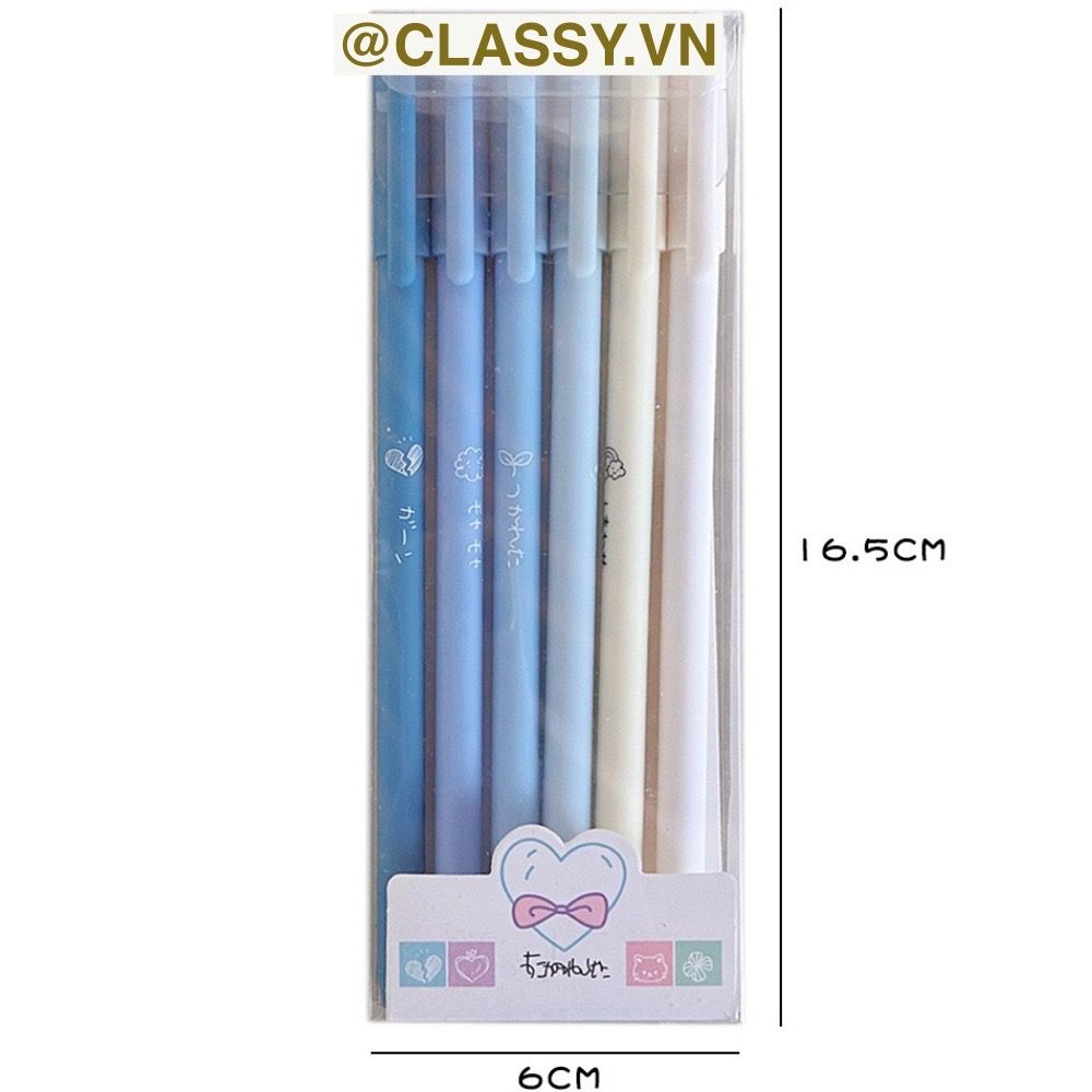  [GIAO HÀNG 7-25 NGÀY]  20 HỘP - Mỗi hộp 6 bút gel nắp đậy 0,5mm nhiều tông màu Pastel thanh lịch nữ tính dài 16.5 CM Classy  PK1862 