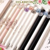  [GIAO HÀNG 7-25 NGÀY] Combo 40 bút gel bấm khô nhanh cổ điển hoa hồng roses 0,5mm nhiều tông màu Pastel thanh lịch nữ tính dài PK1863 