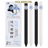  [GIAO HÀNG 7-25 NGÀY] Combo 40 bút gel bấm khô nhanh cổ điển hoa hồng roses 0,5mm nhiều tông màu Pastel thanh lịch nữ tính dài PK1863 