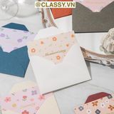  Thiệp Cổ điển Vintage Classy in họa tiết hoa nhí giấy art sang trọng kèm phong bì giấy kraft nâu Q724 