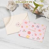  Thiệp Cổ điển Vintage Classy in họa tiết hoa nhí giấy art sang trọng kèm phong bì giấy kraft nâu Q724 