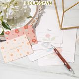  Thiệp Cổ điển Vintage Classy in họa tiết hoa nhí giấy art sang trọng kèm phong bì giấy kraft nâu Q724 