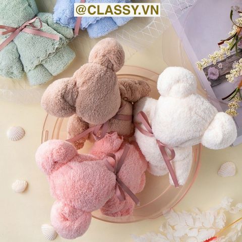  COMBO 100 Khăn Mặt Xếp Thành Gấu Teddy Siêu Dễ Thương, kèm ruy băng và  Tag Thank you đính kèm [GIAO HÀNG 7-25 NGÀY] 