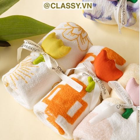  Khăn tắm nhỏ 30 X 60 CM Xếp Thành gắn hoa tulip kèm ruy băng  Q1771 