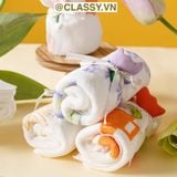  Khăn tắm nhỏ 30 X 60 CM Xếp Thành gắn hoa tulip kèm ruy băng  Q1771 