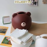  Classy Hộp nhựa đựng khăn giấy rút, họa tiết con vật đáng yêu PK1492 