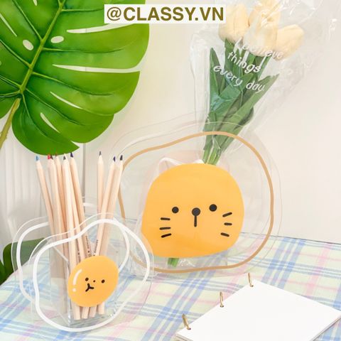  Classy Hộp đựng bút, đựng cọ trong suốt họa tiết ngẫu nhiên độc đáo PK1493 