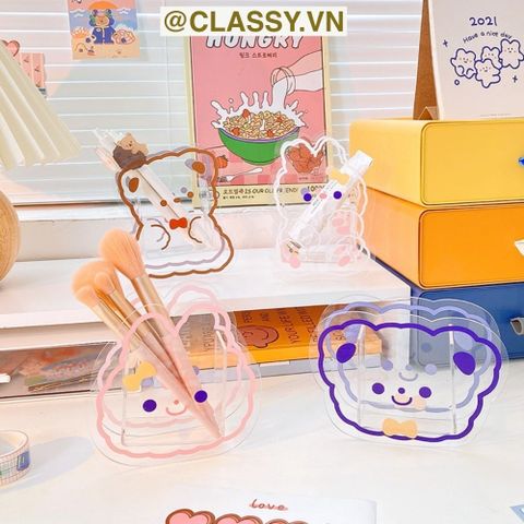  Classy Hộp đựng bút, đựng cọ trong suốt họa tiết ngẫu nhiên độc đáo PK1493 