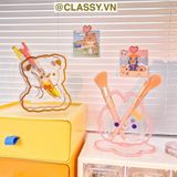  Classy Hộp đựng bút, đựng cọ trong suốt họa tiết ngẫu nhiên độc đáo PK1493 